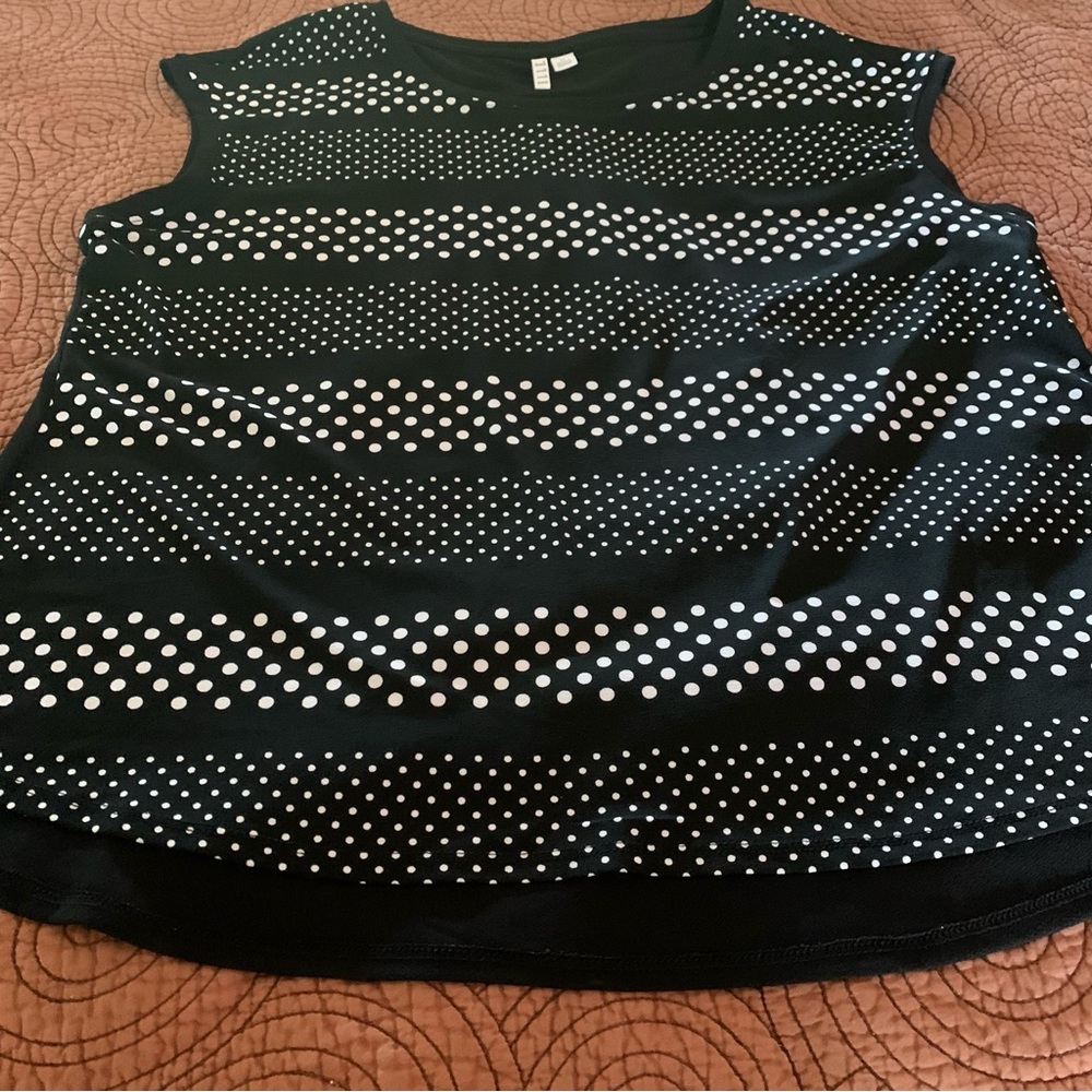 Elle Black and White Polka Dot Sleeveless Women's Top - XL - Picture 5 of 9